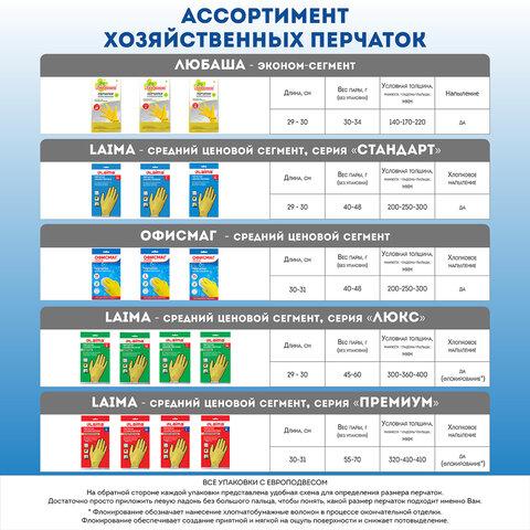 Перчатки МНОГОРАЗОВЫЕ латексные ОФИСМАГ, хлопчатобумажное напыление, размер 7-8, М (средний), желтые, вес 40 г, 604198