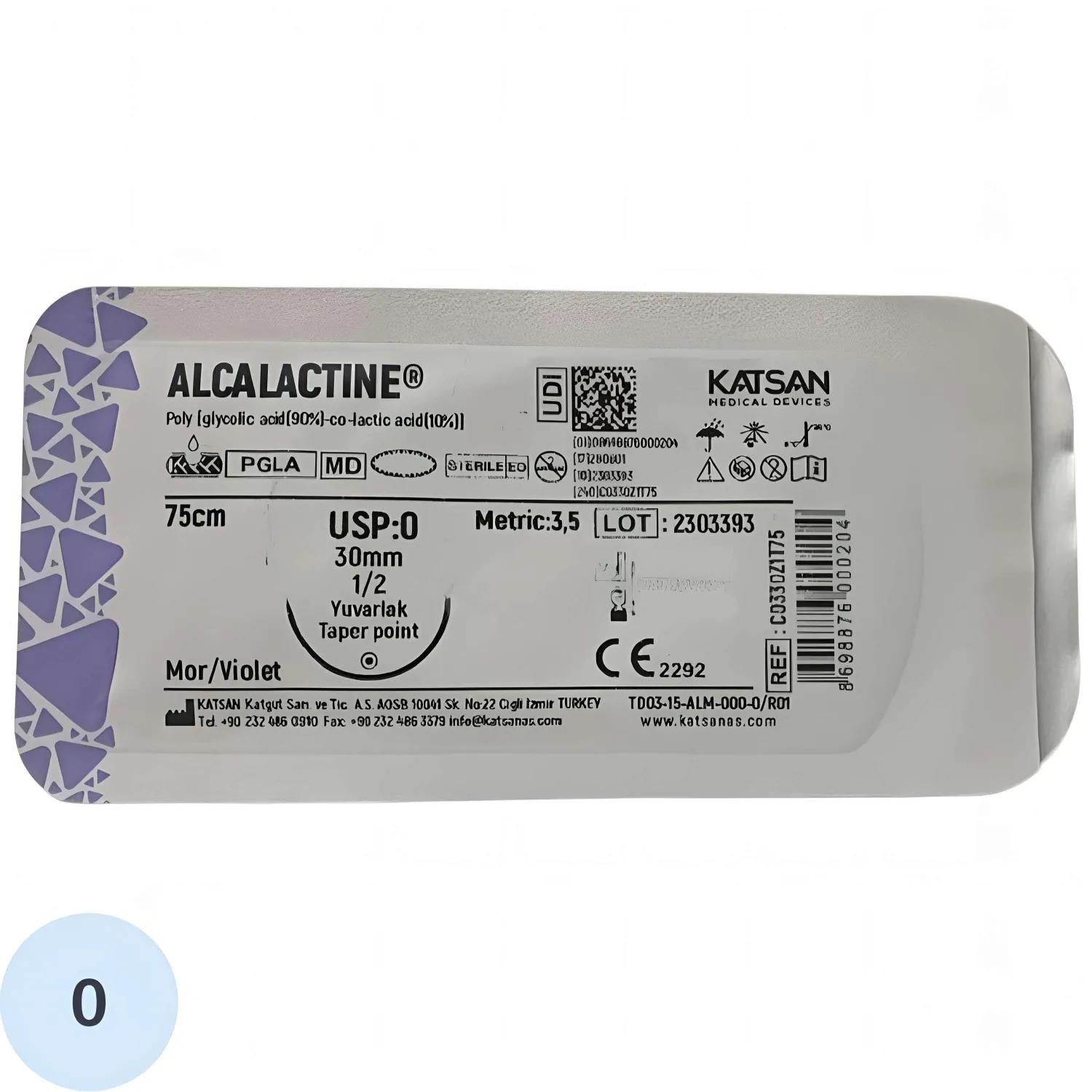 Шовный материал ALCALACTINE 0 30 1/2 CUTTING EDGE режущая 12 шт/уп